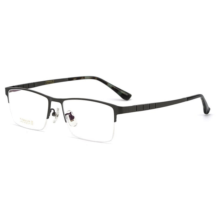 Yimaruili Unisex Semi Rim Round Titanium IP Frame Eyeglasses  HT0178 Semi Rim Yimaruili Eyeglasses Dark Gray