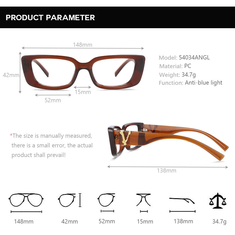 CCspace Unisex Full Rim Rectangle Cat Eye Resin Frame Eyeglasses 54034 Full Rim CCspace