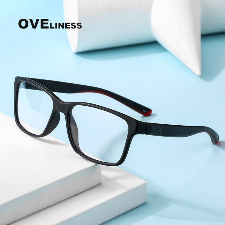 Oveliness Unisex Full Rim Square Tr 90 Titanium Eyeglasses 7091 Full Rim Oveliness