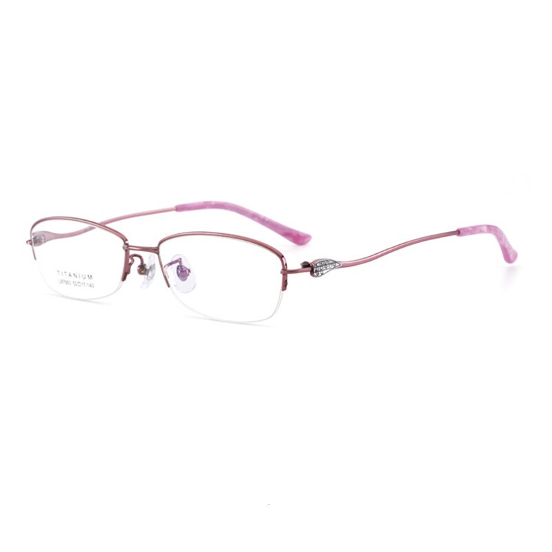 Women's Semi Rim IP Electronic Titanium Plated Frame Lr7883 Semi Rim Bclear pink