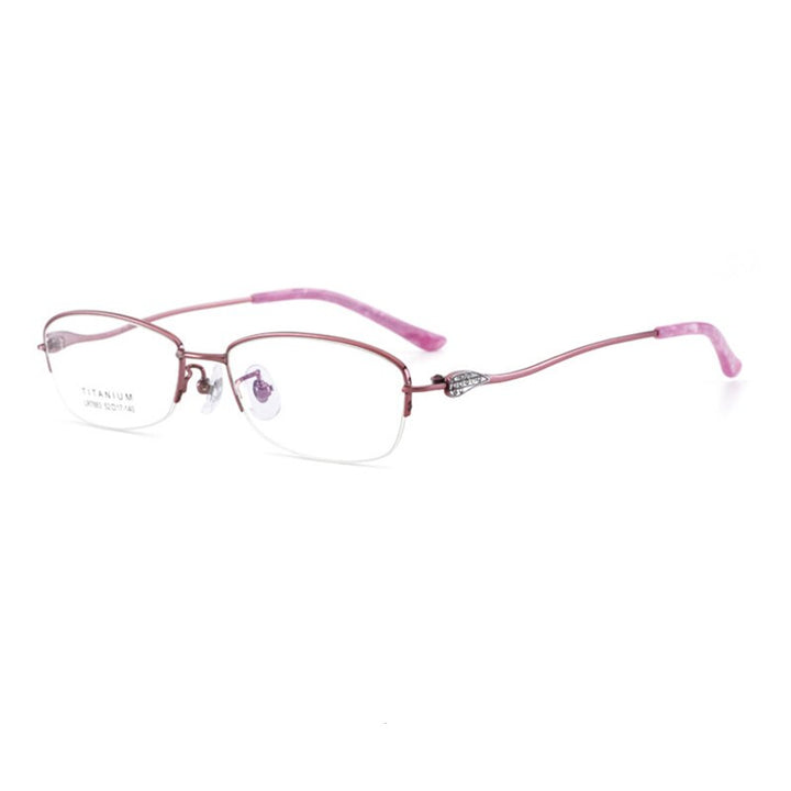 Women's Semi Rim IP Electronic Titanium Plated Frame Lr7883 Semi Rim Bclear pink