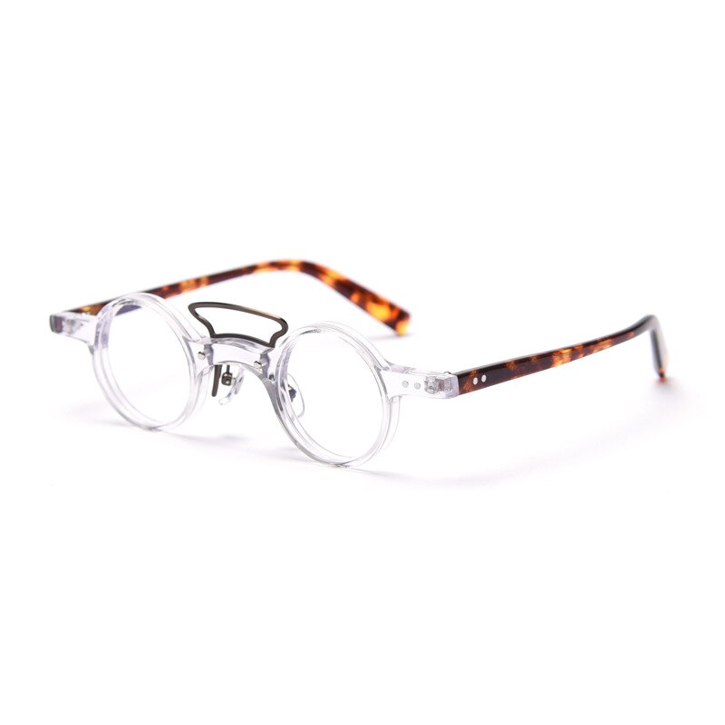 CCspace Unisex Full Rim Round Acetate Punk Double Bridge Frame Eyeglasses 49805 Full Rim CCspace C2Clear