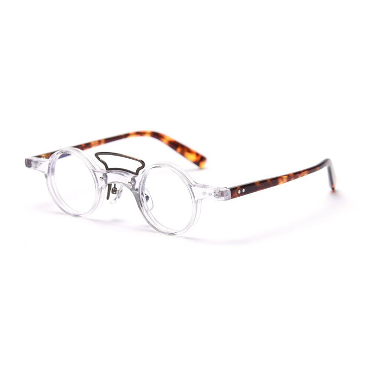 CCspace Unisex Full Rim Round Acetate Punk Double Bridge Frame Eyeglasses 49805 Full Rim CCspace C2Clear
