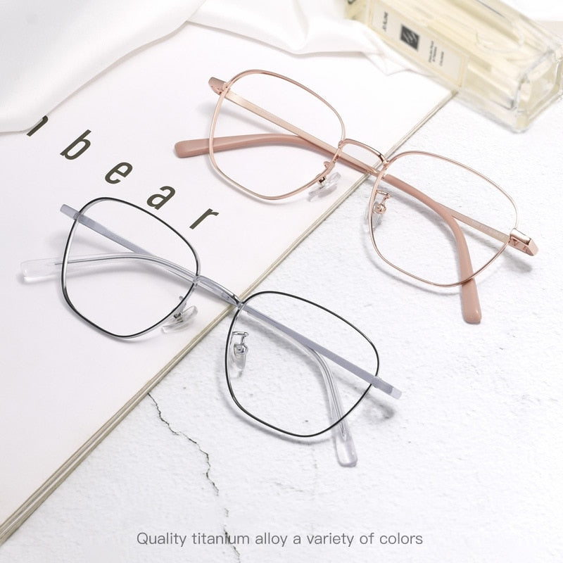 Yimaruili Unisex Full Rim Polygonal Titanium Frame Eyeglasses 9026JY Full Rim Yimaruili Eyeglasses