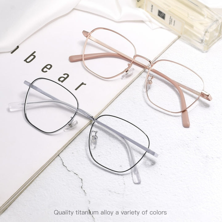 Yimaruili Unisex Full Rim Polygonal Titanium Frame Eyeglasses 9026JY Full Rim Yimaruili Eyeglasses
