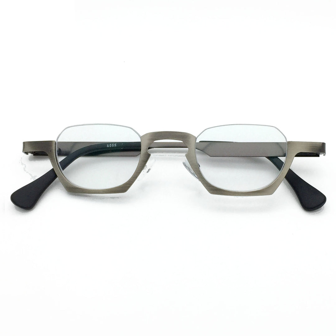Yujo Unisex Semi Rim Bottom Square Alloy Reading Glasses Y038 Reading Glasses Yujo