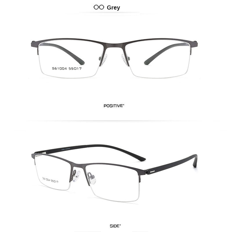 Gmei Men's Eyeglasses Business Half Rim Metal Alloy S61004 Semi Rim Gmei Optical Grey