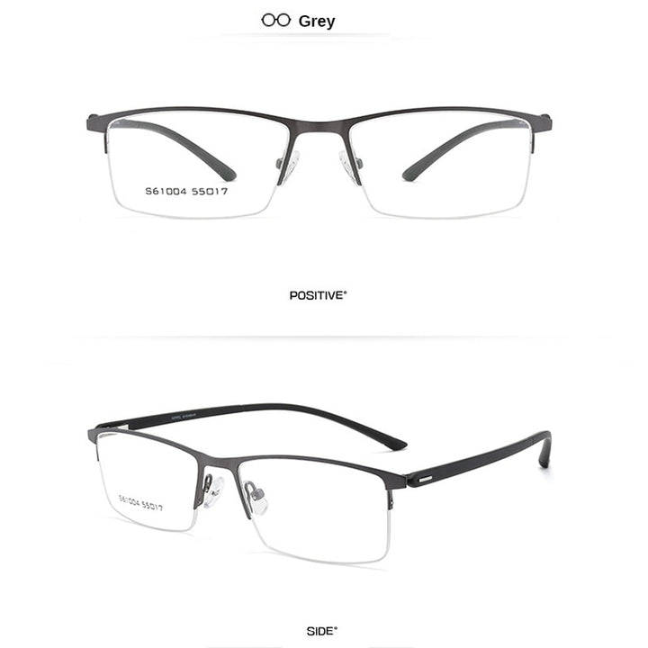 Gmei Men's Eyeglasses Business Half Rim Metal Alloy S61004 Semi Rim Gmei Optical Grey