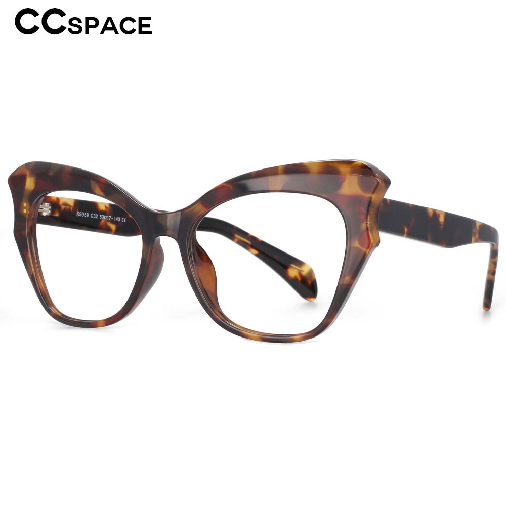 CCspace Women's Full Rim Oversized Cat Eye Tr 90 Titanium Frame Eyeglasses 53814 Full Rim CCspace