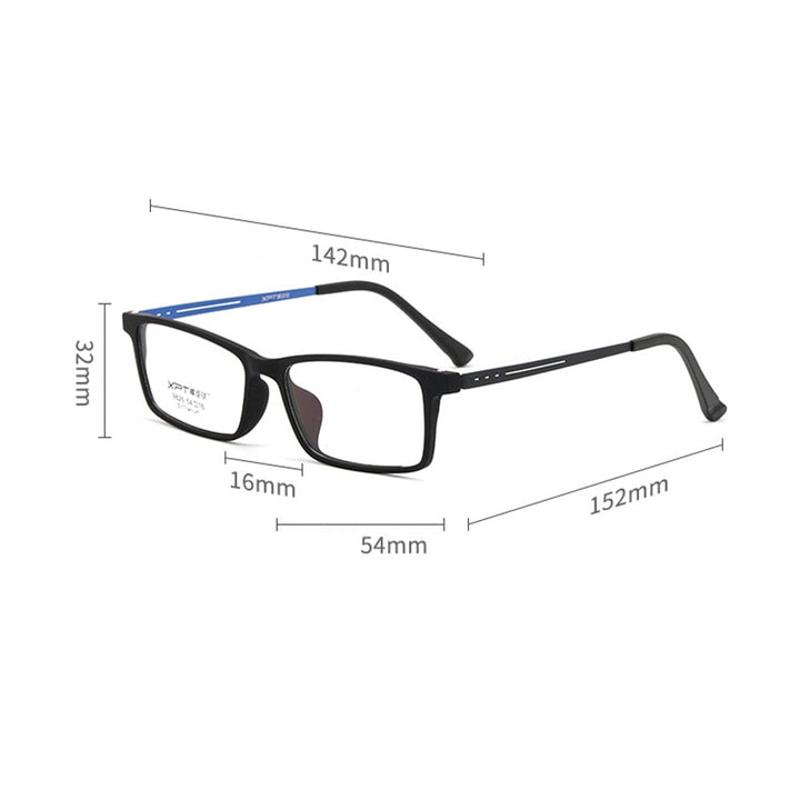 Hotony Unisex Full Rim Rectangle TR 90 Resin B Titanium Frame Eyeglasses 9826 Full Rim Hotony