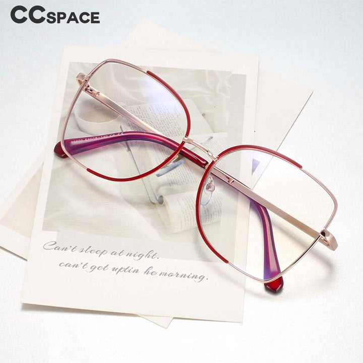 CCspace Unisex Semi Rim Square Alloy Frame Eyeglasses 54079 Semi Rim CCspace