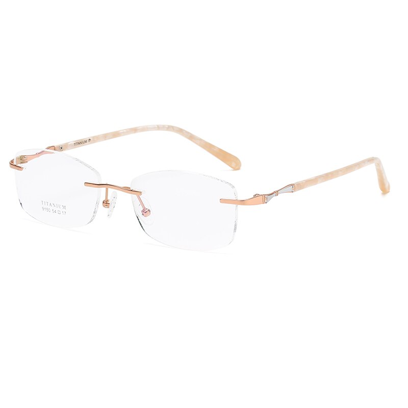 Zirosat 9150 Women's Eyeglasses Titanium Rimless Eyewear Diamond Trimmed Rimless Zirosat golden