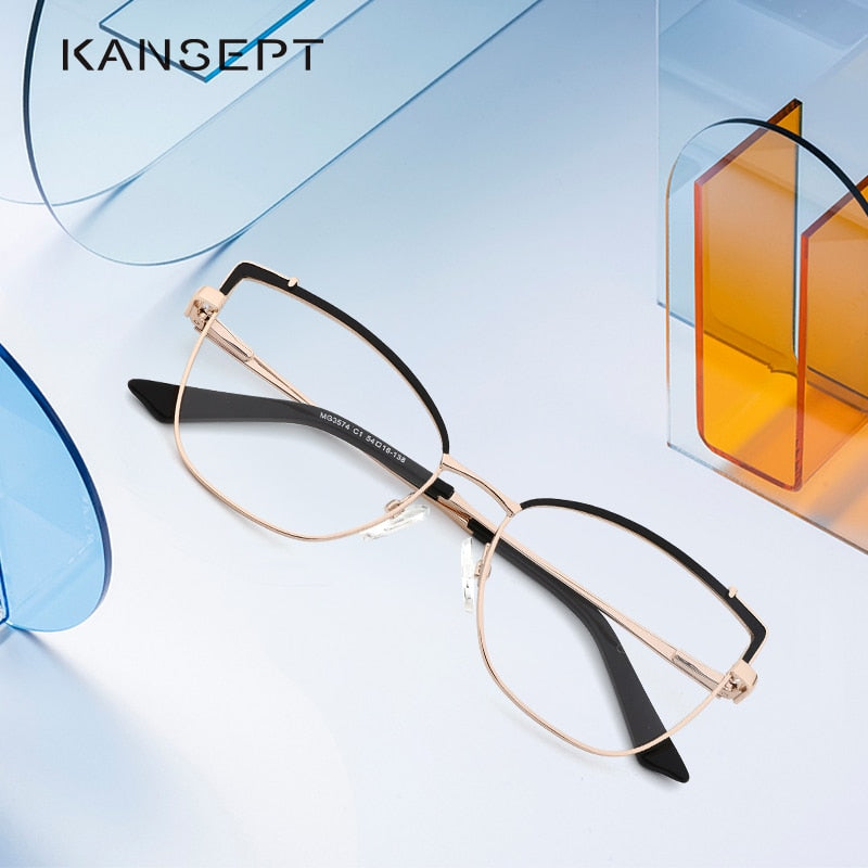 Kansept Women's Full Rim Square Cat Eye Stainless Steel Acetate Eyeglasses Mg3574 Full Rim Kansept   