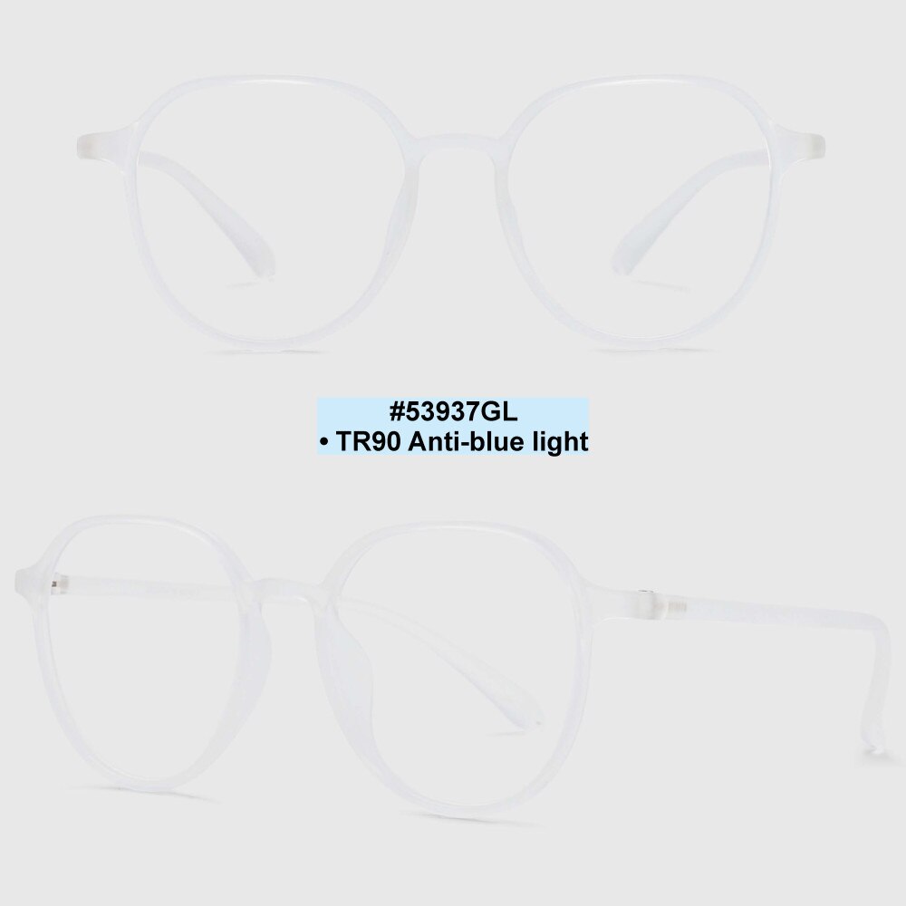 CCspace Unisex Full Rim Round Square Tr 90 Titanium Frame Eyeglasses 53937 Full Rim CCspace Matte clear
