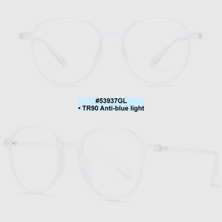 CCspace Unisex Full Rim Round Square Tr 90 Titanium Frame Eyeglasses 53937 Full Rim CCspace Matte clear