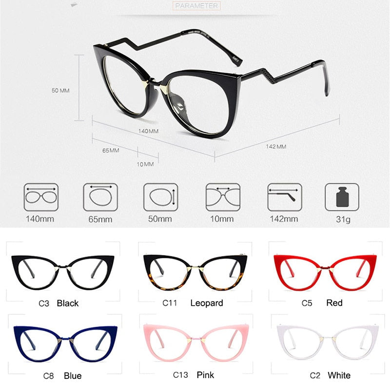 Hotony Women's Full Rim Cat Eye Acetate Frame Eyeglasses 97320 Full Rim Hotony