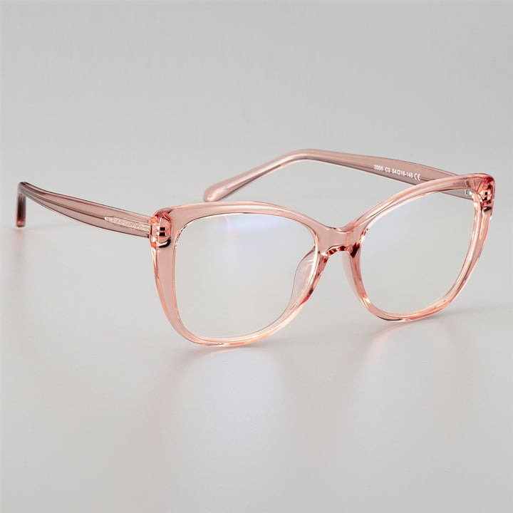 CCspace Unisex Full Rim Cat Eye Tr 90 Titanium Frame Eyeglasses 51015 Full Rim CCspace pinkred