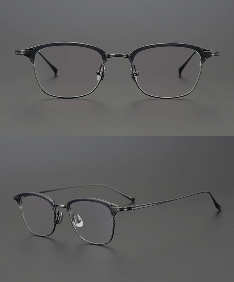 Gatenac Unisex Full Rim Square Titanium Acetate Frame Eyeglasses Gxyj688 Full Rim Gatenac
