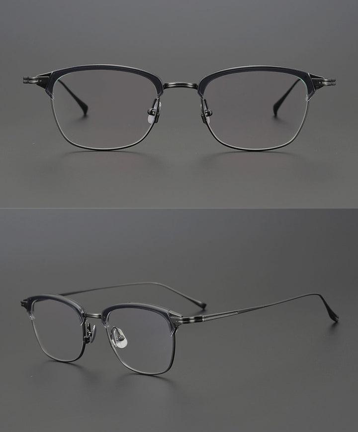 Gatenac Unisex Full Rim Square Titanium Acetate Frame Eyeglasses Gxyj688 Full Rim Gatenac