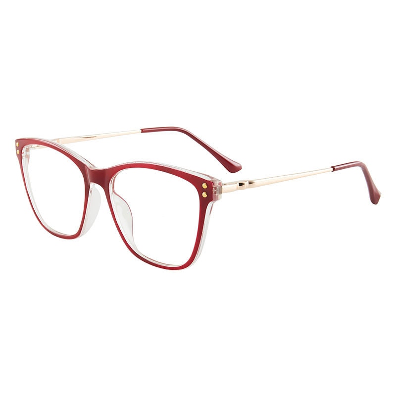 Hotony Women's Full Rim TR 90 Resin Cat Eye Frame Eyeglasses 7032 Full Rim Hotony Red  