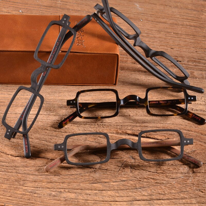 Hdcrafter Unisex Full Rim Square Acetate Wood Frame Eyeglasses Ft6016 Full Rim Hdcrafter Eyeglasses