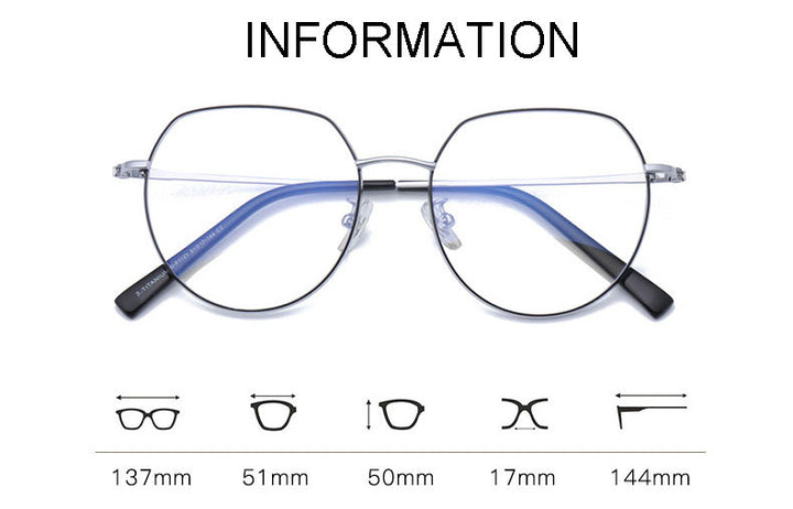 Hotony Unisex Full Rim Alloy Round Frame Eyeglasses 1121 Full Rim Hotony