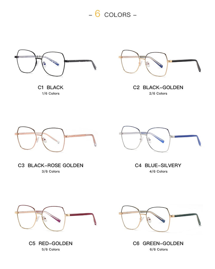 Hotochki Women's Full Rim Polygon TR-90 Resin Alloy Frame Eyeglasses 3004 Full Rim Hotochki