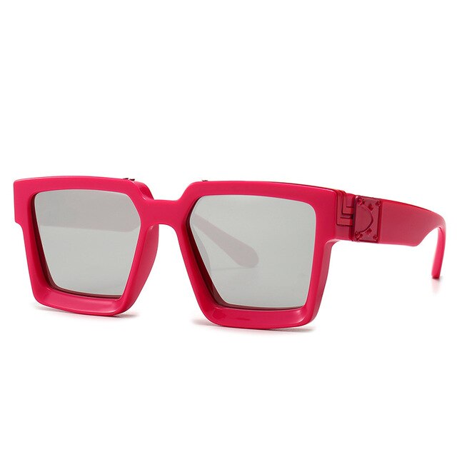 CCspace Unisex Full Rim Square Resin Frame Sunglasses 46167 Sunglasses CCspace Sunglasses C2Red LargeFrame