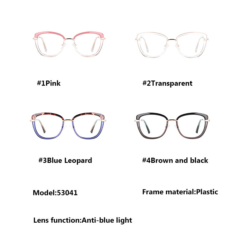 CCspace Women's Full Rim Square Cat Eye Tr 90 Titanium Frame Eyeglasses 53041 Full Rim CCspace