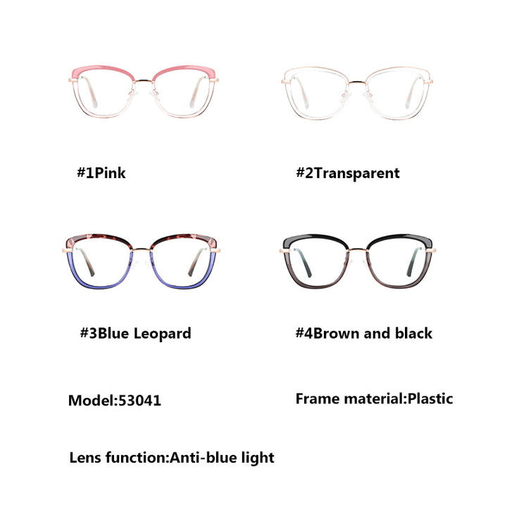 CCspace Women's Full Rim Square Cat Eye Tr 90 Titanium Frame Eyeglasses 53041 Full Rim CCspace