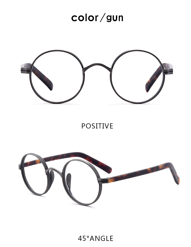 Gatenac Unisex Full Rim Round Titanium Acetate Frame Eyeglasses Gxyj47 Full Rim Gatenac