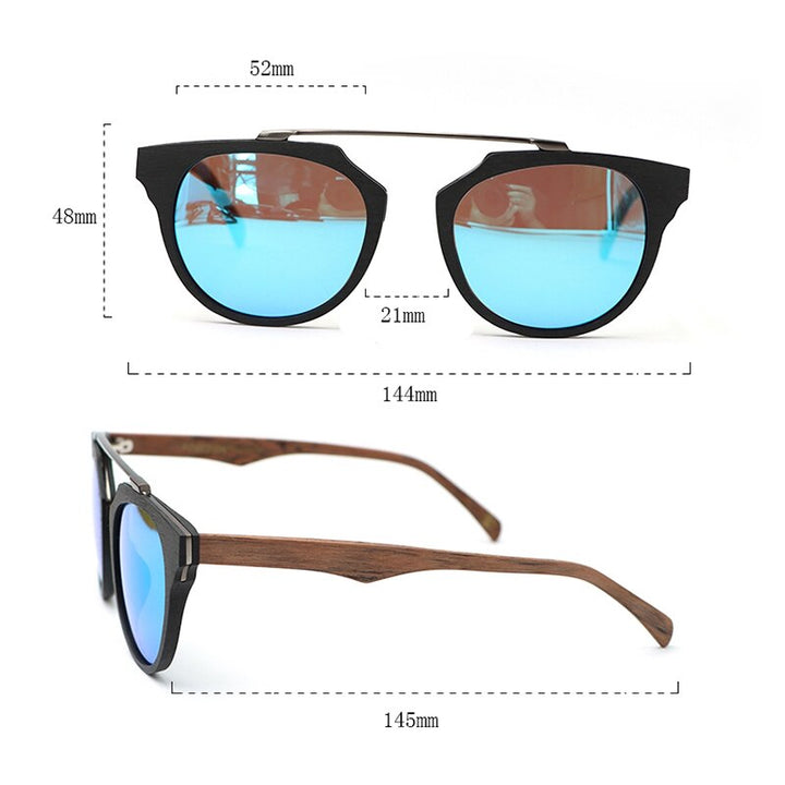 Hdcrafter Unisex Full Rim Cat Eye Wooden Acetate Frame Polarized Sunglasses Ps7177 Sunglasses HdCrafter Sunglasses