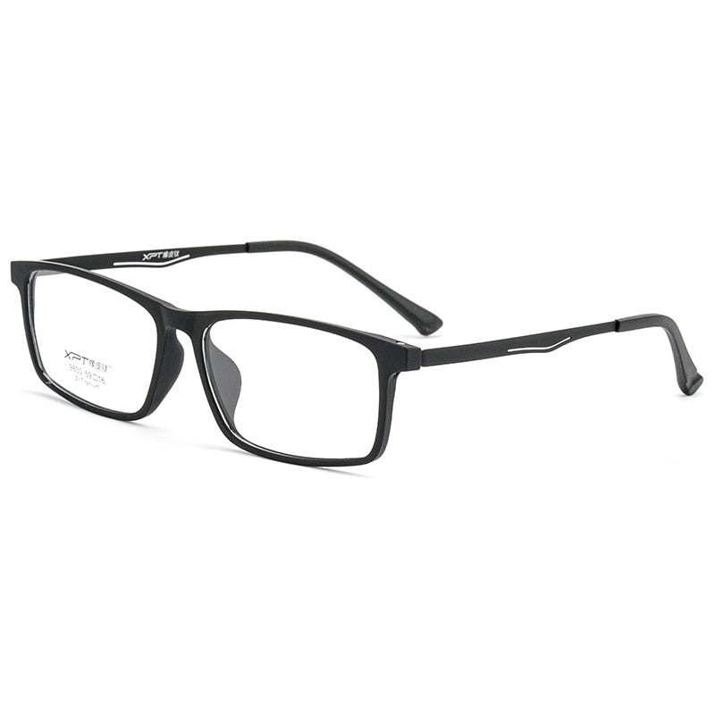Yimaruili Men's Full Rim TR 90 Resin β Titanium Frame Eyeglasses 9830 Full Rim Yimaruili Eyeglasses Black