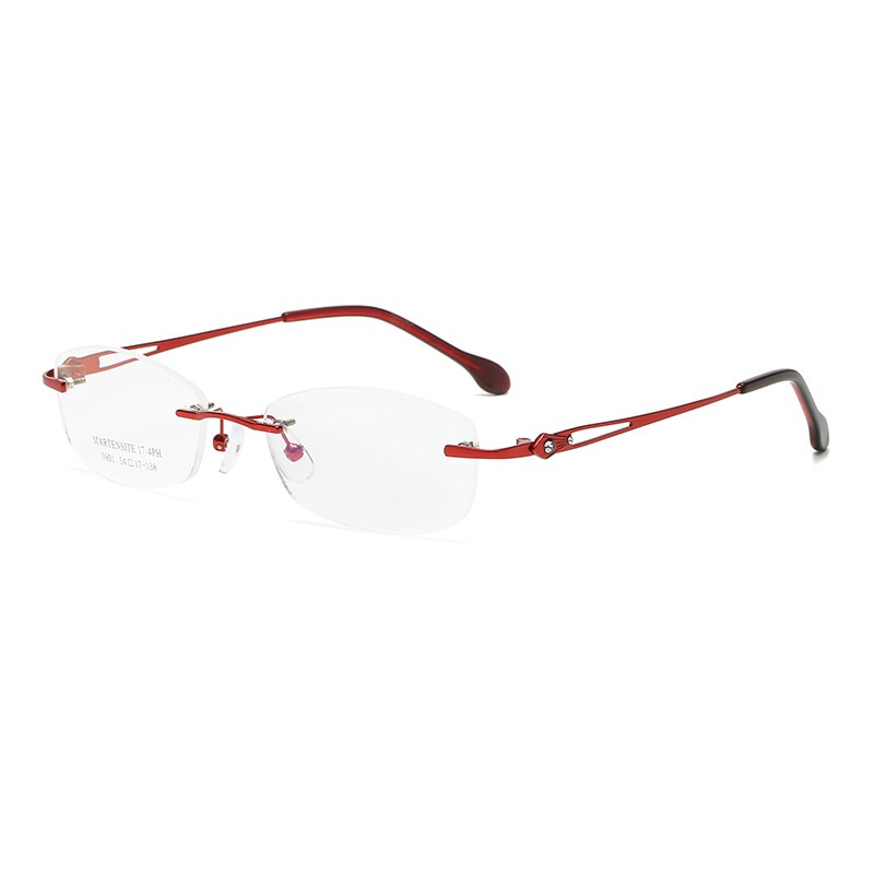 Zirosat 5901 Women's Eyeglasses Tint Lenses Diamond Cutting Rimless Titanium Rimless Zirosat red