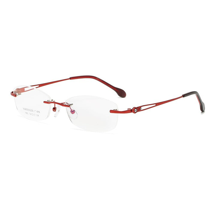 Zirosat 5901 Women's Eyeglasses Tint Lenses Diamond Cutting Rimless Titanium Rimless Zirosat red
