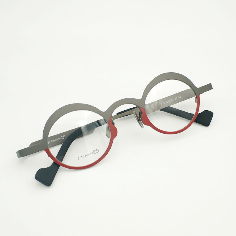 Yujo Unisex Full Rim Round Eyeglasses Titanium 7023 Full Rim Yujo