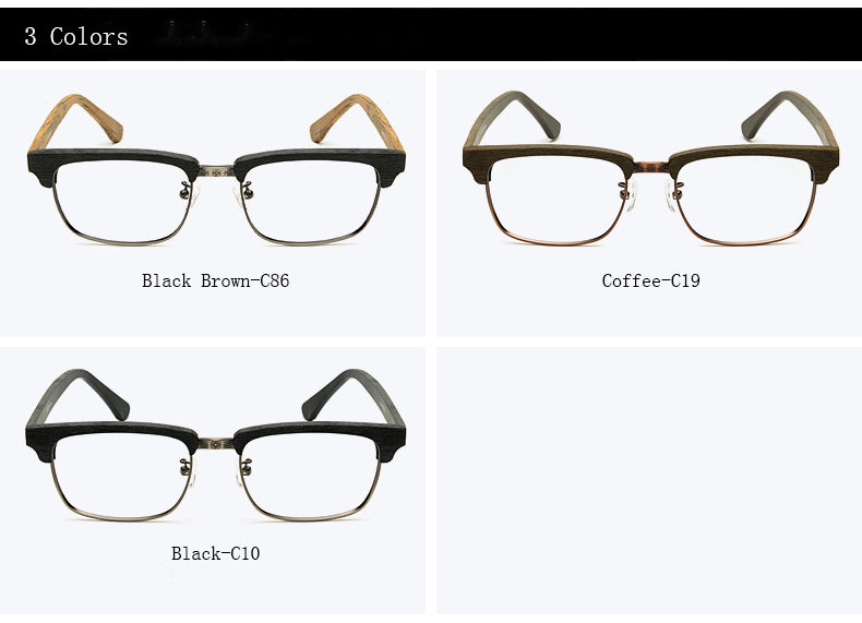 Hdcrafter Men's Full Rim Square Wood Titanium Frame Eyeglasses Ta12321 Full Rim Hdcrafter Eyeglasses