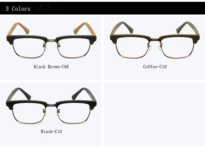 Hdcrafter Men's Full Rim Square Wood Titanium Frame Eyeglasses Ta12321 Full Rim Hdcrafter Eyeglasses