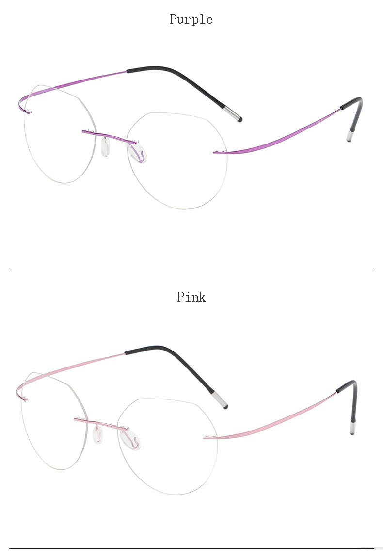 Hdcrafter Unisex Rimless Polygon Round Titanium Frame Eyeglasses 6001-6002 Rimless Hdcrafter Eyeglasses