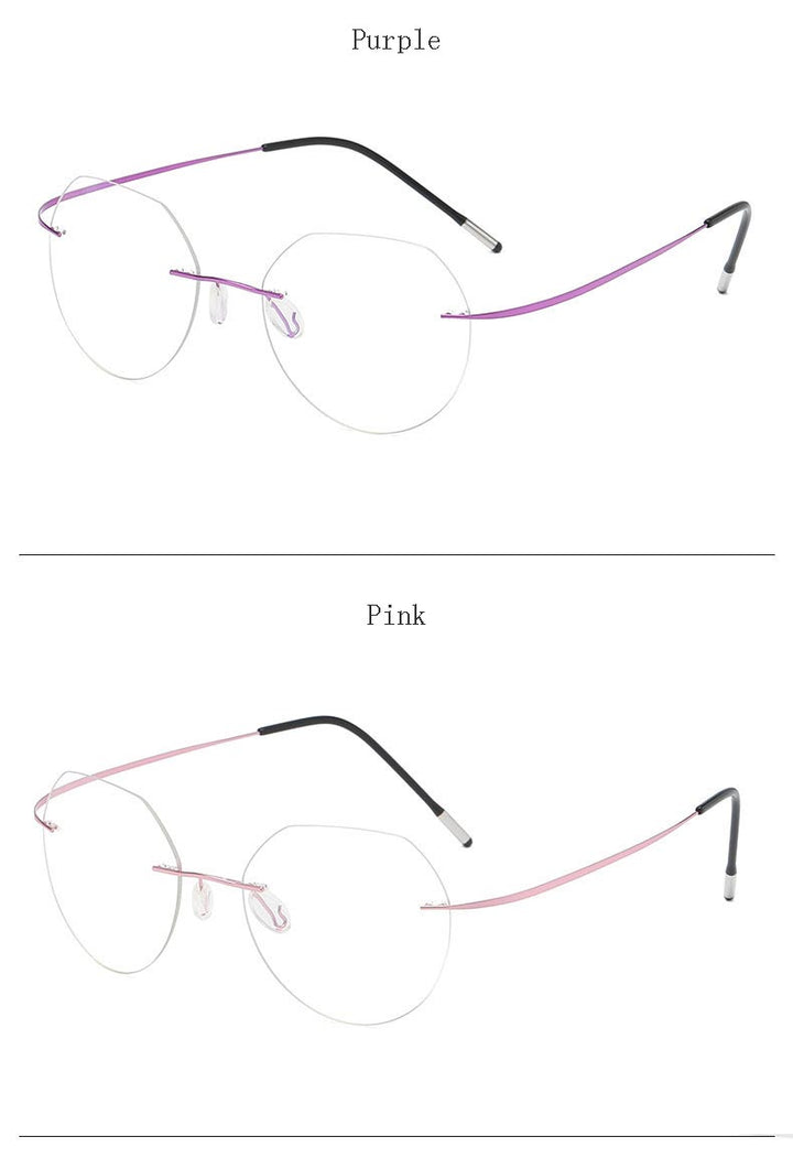 Hdcrafter Unisex Rimless Polygon Round Titanium Frame Eyeglasses 6001-6002 Rimless Hdcrafter Eyeglasses