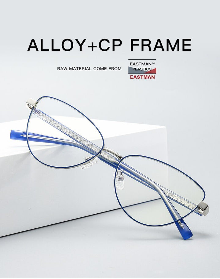 Hotochki Women's Full Rim Cat Eye Alloy Frame Eyeglasses 3006 Full Rim Hotochki