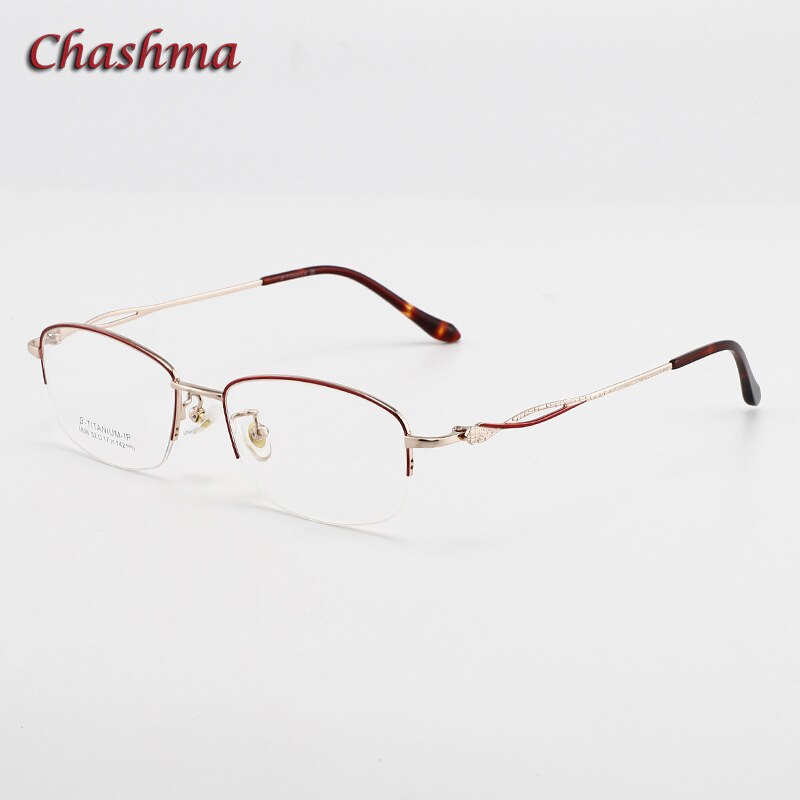 Chashma Ochki Women's Semi Rim Square Titanium Eyeglasses 1836 Semi Rim Chashma Ochki