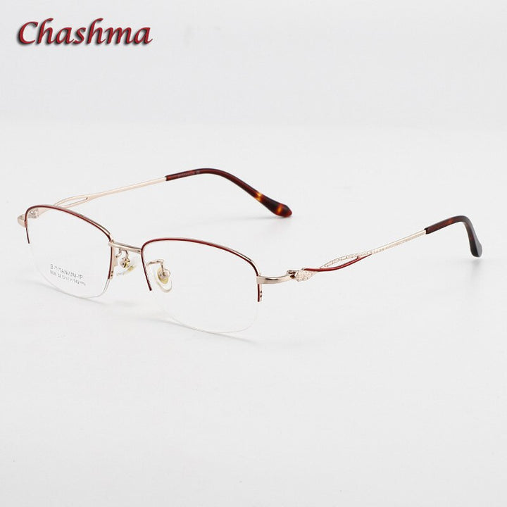 Chashma Ochki Women's Semi Rim Square Titanium Eyeglasses 1836 Semi Rim Chashma Ochki