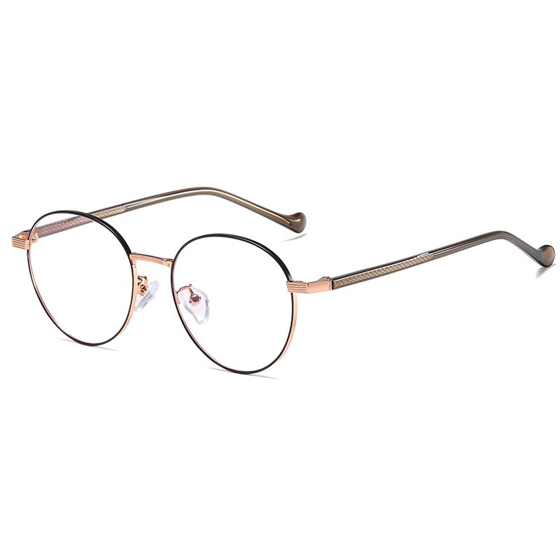 Handoer Unisex Full Rim Round Square Alloy Acetate Eyeglasses 1903 Full Rim Handoer BLACK ROSE GOLD