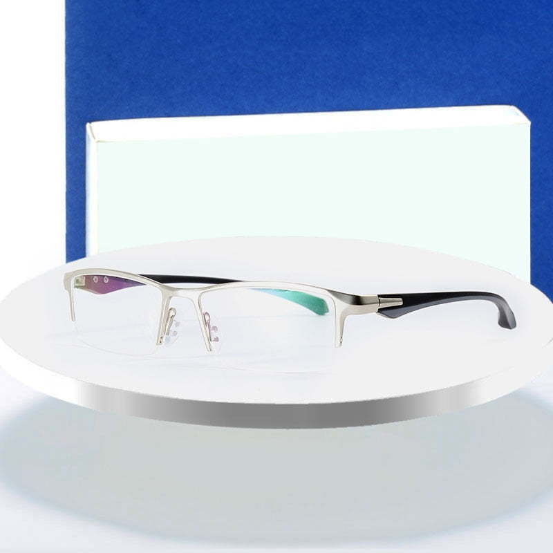 Hotochki Men's Semi Rim IP Electronic Plated Alloy Frame Eyeglasses 9065 Semi Rim Hotochki