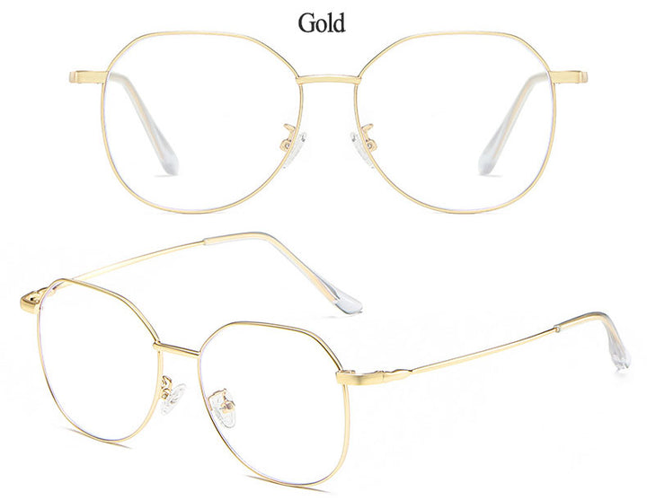 Hotony Unisex Full Rim Alloy Polygonal Frame Eyeglasses Zy9038 Full Rim Hotony