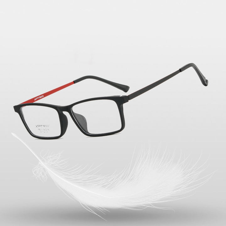 Hotony Unisex Full Rim Rectangle TR 90 Resin B Titanium Frame Eyeglasses 9821 Full Rim Hotony