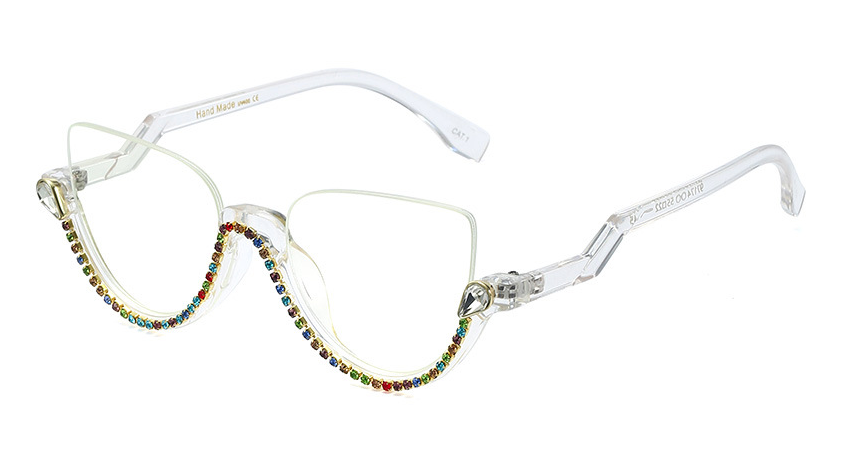 CCspace Women's Semi Rim Tr 90 Titanium Jeweled Frame Eyeglasses 45159 Semi Rim CCspace