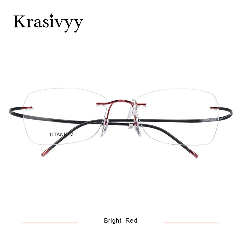 Krasivyy Unisex Rimless Square Oval Eyeglasses Kr6015 Rimless Krasivyy Bright Red