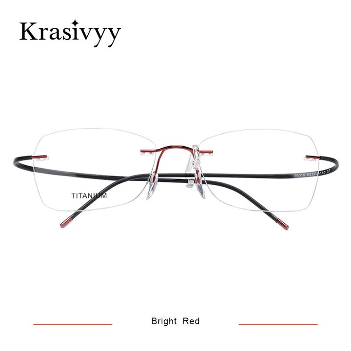 Krasivyy Unisex Rimless Square Oval Eyeglasses Kr6015 Rimless Krasivyy Bright Red
